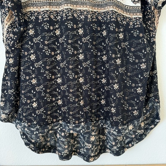 Free People Paisley Tee Shirt Blouse Black Brown XS - Picture 7 of 14